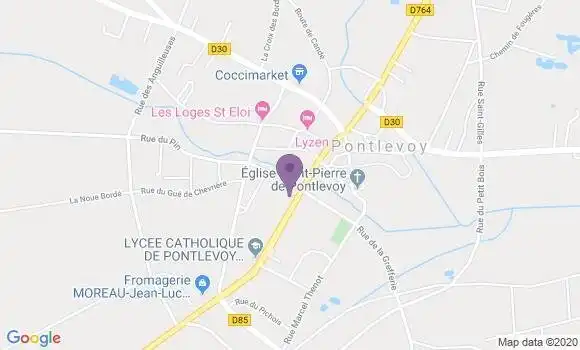 Localisation Crédit Agricole Agence de Pontlevoy