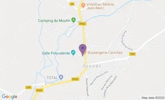 Localisation Crédit Agricole Agence de Jussac