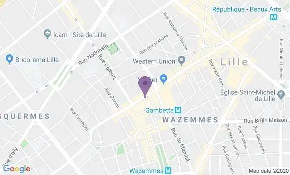 Localisation Crédit Agricole Agence de Lille Wazemmes
