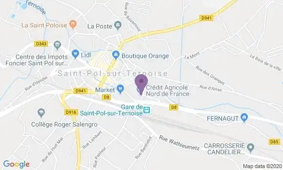Localisation Crédit Agricole Agence de Saint Pol sur Ternoise Verdun