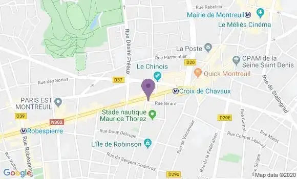 Localisation Crédit Agricole Agence de Montreuil