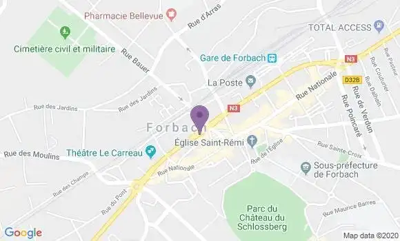 Localisation Crédit Agricole Agence de Forbach
