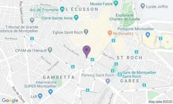 Localisation Crédit Agricole Agence de Montpellier Jeu de Paume