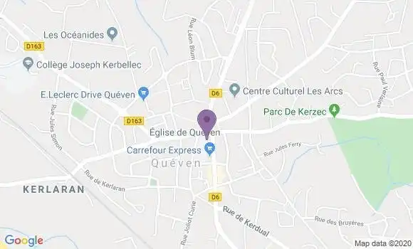Localisation Crédit Agricole Agence de Quéven