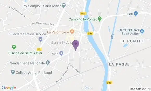 Localisation Crédit Agricole Agence de Saint Astier
