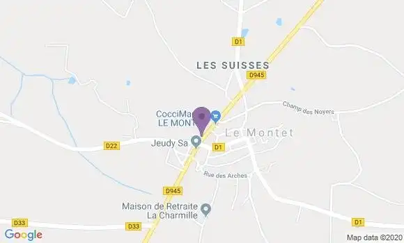 Localisation Crédit Agricole Agence de Le Montet