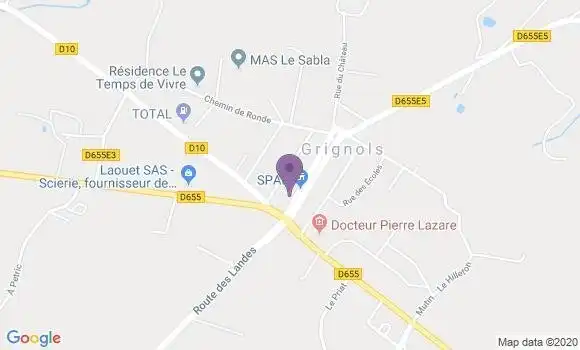 Localisation Crédit Agricole Agence de Grignols