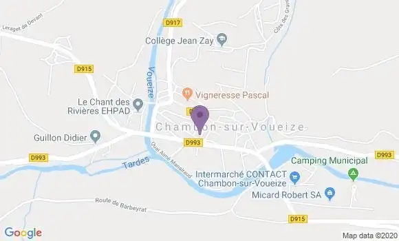 Localisation Crédit Agricole Agence de Chambon sur Voueize