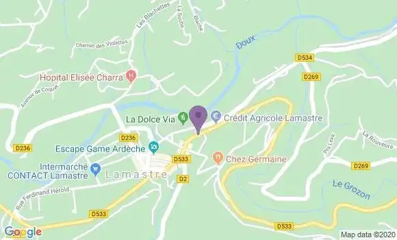 Localisation Crédit Agricole Agence de Lamastre