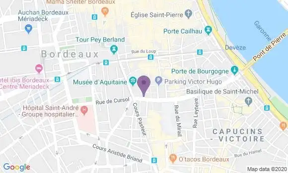 Localisation Crédit Agricole Agence de Bordeaux Victor Hugo