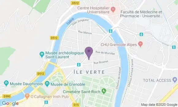 Localisation Crédit Agricole Agence de Grenoble Ile Verte