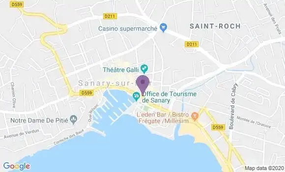 Localisation Crédit Agricole Agence de Sanary sur Mer