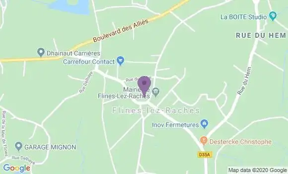 Localisation Crédit Agricole Agence de Flines lez Raches