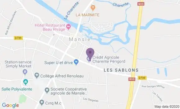 Localisation Crédit Agricole Agence de Mansle