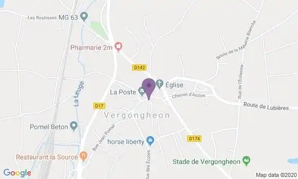 Localisation Crédit Agricole Agence de Vergongheon