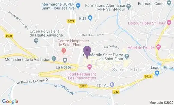 Localisation Crédit Agricole Agence de Saint Flour Ville