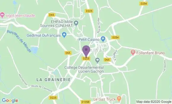Localisation Crédit Agricole Agence de Cunlhat