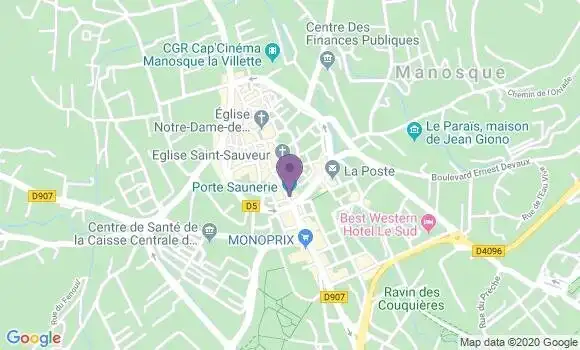 Localisation Crédit Agricole Agence de Manosque Saunerie