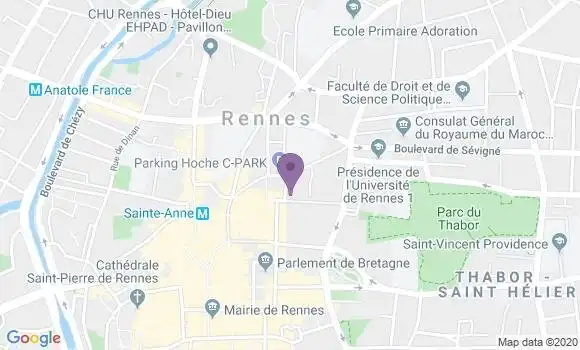 Localisation Crédit Agricole Agence de Rennes Hoche