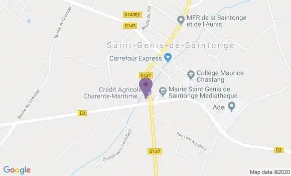 Localisation Crédit Agricole Agence de Saint Genis de Saintonge