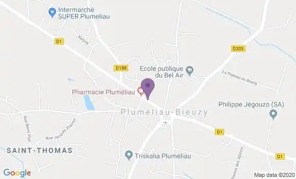 Localisation Crédit Agricole Agence de Pluméliau