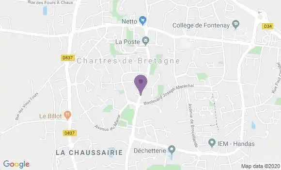 Localisation Crédit Agricole Agence de Chartres de Bretagne