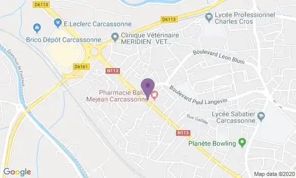 Localisation Crédit Agricole Agence de Carcassonne Ouest