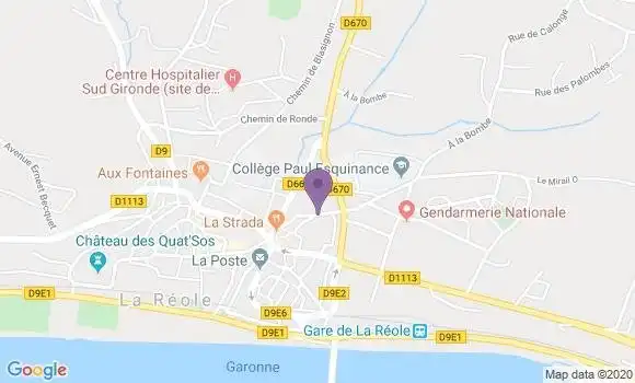Localisation Crédit Agricole Agence de La Réole