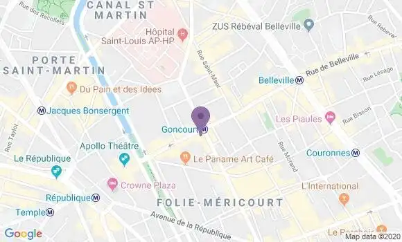 Localisation Crédit Agricole Agence de Paris Temple