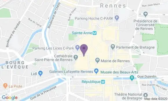 Localisation Crédit Agricole Agence de Rennes La Monnaie
