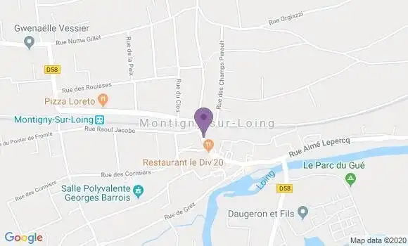Localisation Crédit Agricole Agence de Montigny sur Loing
