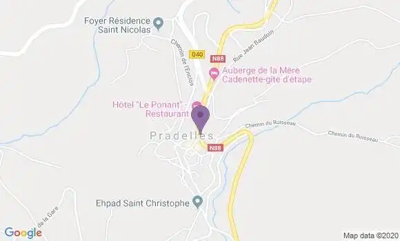 Localisation Crédit Agricole Agence de Pradelles
