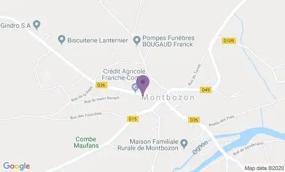 Localisation Crédit Agricole Agence de Montbozon