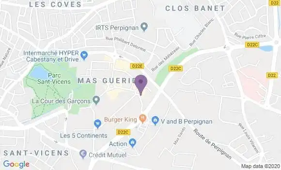 Localisation Crédit Agricole Agence de Cabestany Las Cobas Guerido
