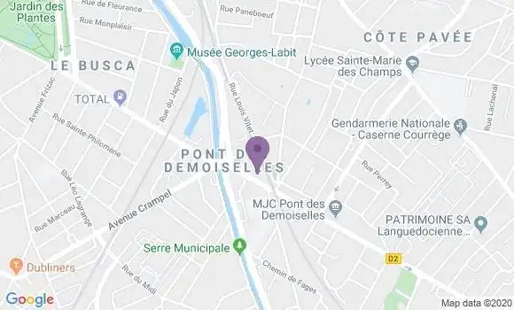 Localisation Crédit Agricole Agence de Toulouse Pont des Demoiselles