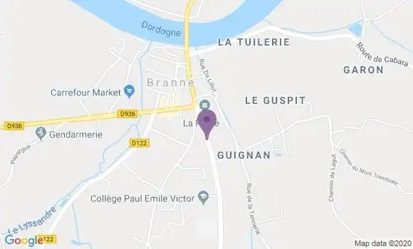 Localisation Crédit Agricole Agence de Branne