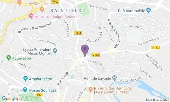 Localisation Crédit Agricole Agence de Rodez Faubourg