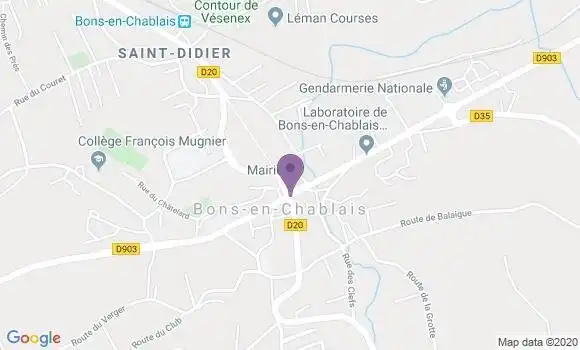 Localisation Crédit Agricole Agence de Bons en Chablais