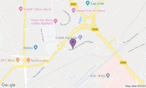 Localisation Crédit Agricole Agence de Blois Entreprises