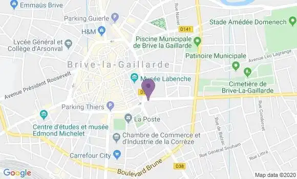 Localisation Crédit Agricole Agence de Brive la Gaillarde Thiers