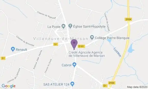 Localisation Crédit Agricole Agence de Villeneuve de Marsan
