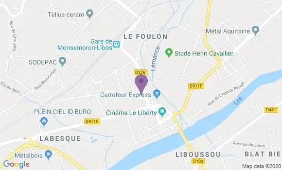 Localisation Crédit Agricole Agence de Monsempron Libos