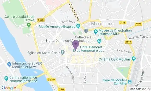 Localisation Crédit Agricole Agence de Moulins Place d