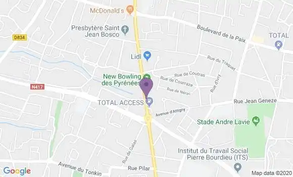 Localisation Crédit Agricole Agence de Pau Mermoz