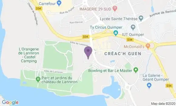 Localisation Crédit Agricole Agence de Quimper Entreprises