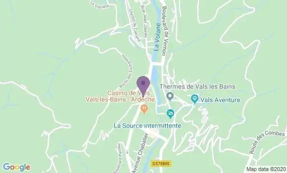Localisation Crédit Agricole Agence de Vals les Bains