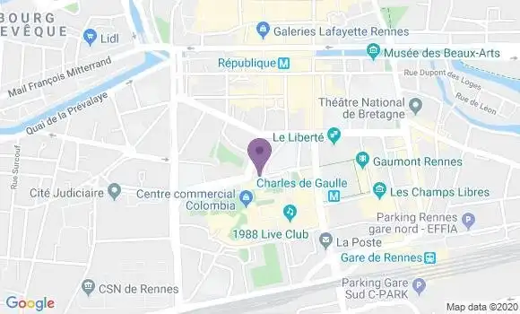 Localisation LCL Agence de Rennes le Colombier