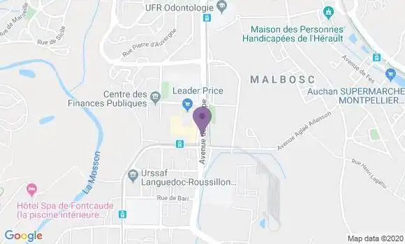 Localisation Crédit Agricole Agence de Montpellier Europe