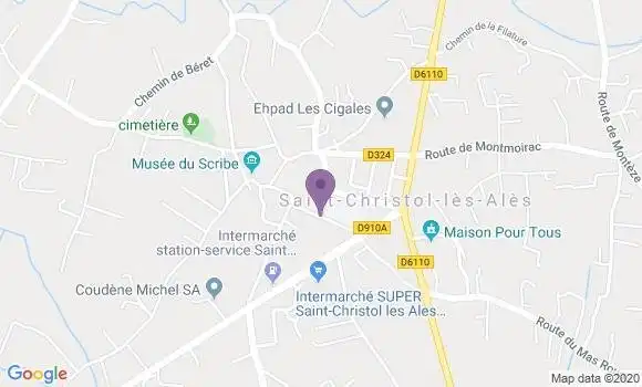Localisation Crédit Agricole Agence de Saint Christol lès Alès