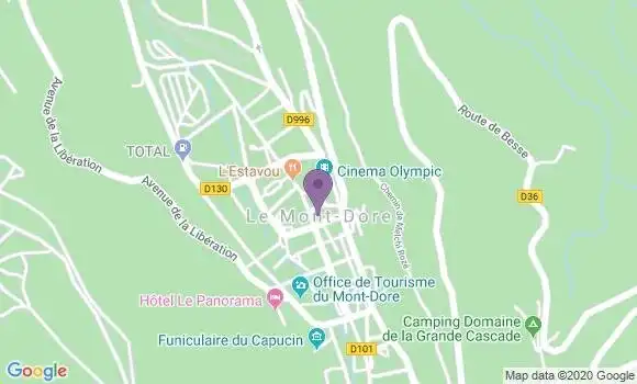 Localisation Crédit Agricole Agence de Le Mont Dore